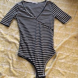 NWOT black/white striped bodysuit